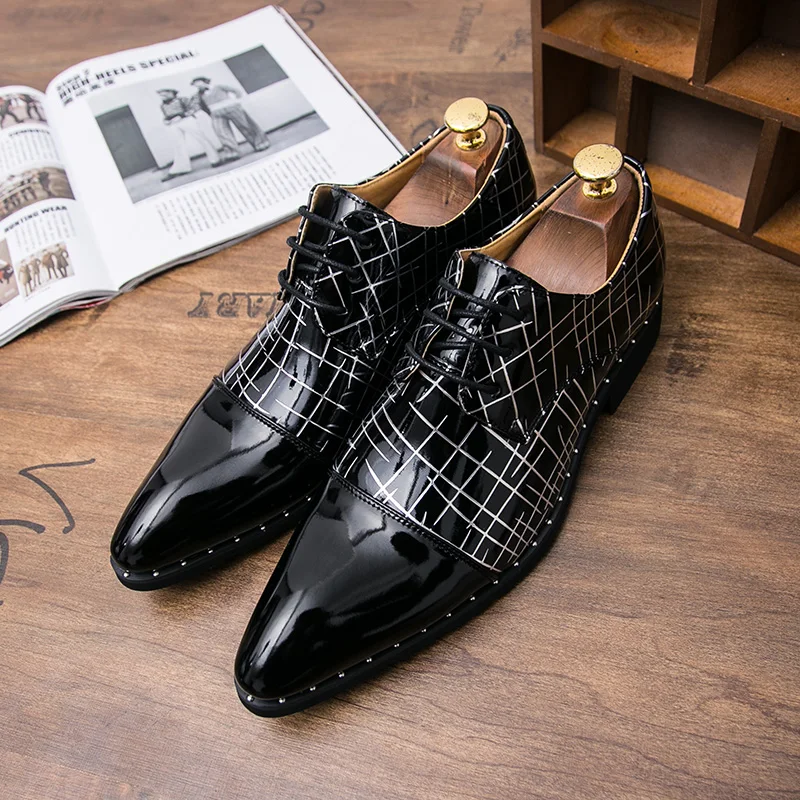 pointed toe mixed colors patent leather men shoes fashion dress ballroom dancing wedding pary flats derby oxfords shoes for men (27)