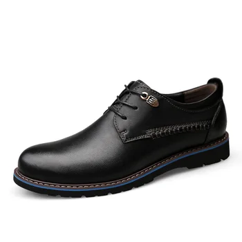 

British Style Men's Genuine Leather Shoes Classic Business Casual Shoes Fashion Handmade Dress Flats Shoes Oxfords 2019 New