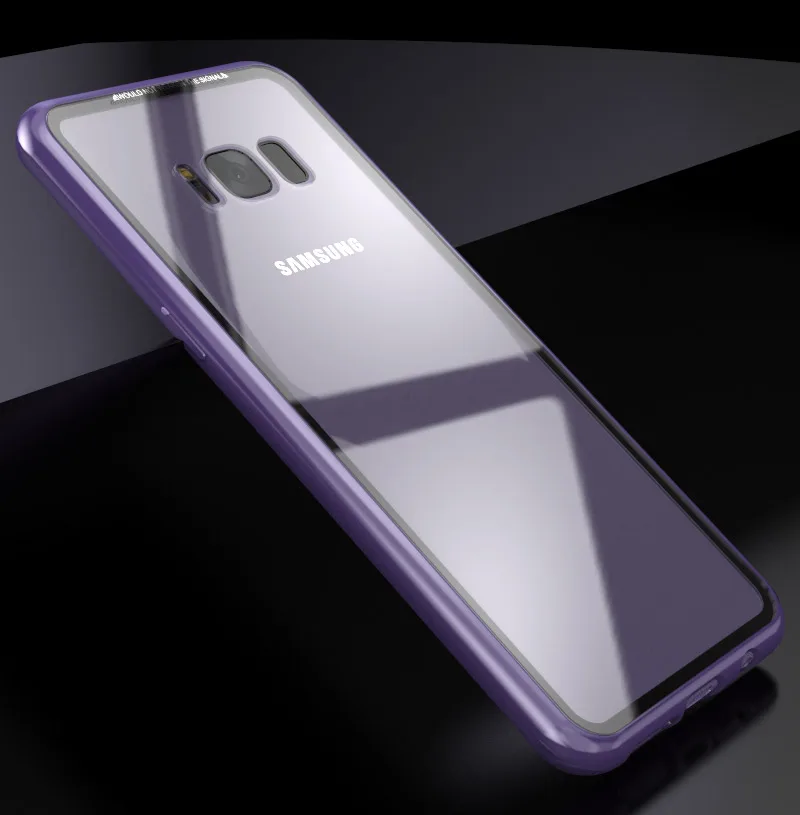 Магнитная адсорбции флип чехол для samsung Galaxy S9/S9 плюс закаленное Стекло задняя крышка Роскошные Металлические бамперы футляр