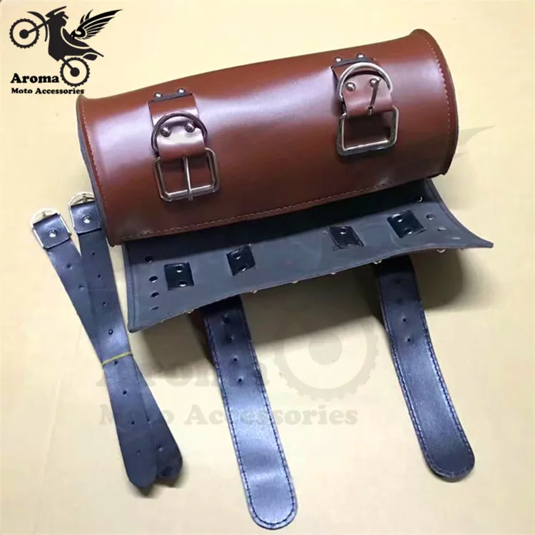 Bolsa de Couro Marrom para Moto Bolsala de Motociclista Off-road para Bolsa de Selo Harley Davidson Atv 10 Bolsas para selim e couro