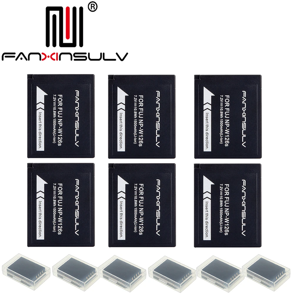 6x NP-W126S NP W126S Battery + 6 Battery box for Fujifilm Fuji XT3 XA5 XT20 XT2 XT1 XH1 XT10 XE3 X100F SHIP WITH TRACKING NUMBER