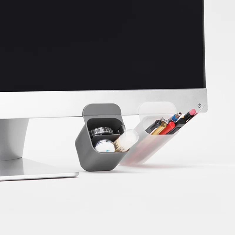 

Adhesive Desktop Storage Box Monitor Storage Pen Holder Sticky Note Holder Mini Organizer For Headphone Wire Stationery