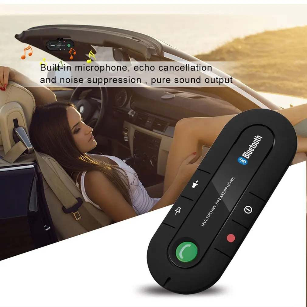 Автомобильный комплект громкой связи Bluetooth, беспроводной Bluetooth динамик, телефон, MP3 музыкальный плеер, солнцезащитный козырек, зажим для динамика, телефон с автомобильным зарядным устройством
