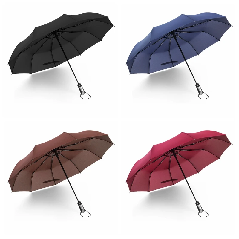 Automatic Women Umbrella Bone Reinforce Windproof Rain Stopper for Men