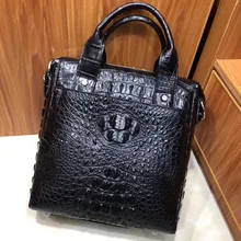 Модная мужская натуральная/Настоящая крокодиловая кожа мужская сумка с верхней ручкой маленький размер Досуг Мода молодых мужчин сумка