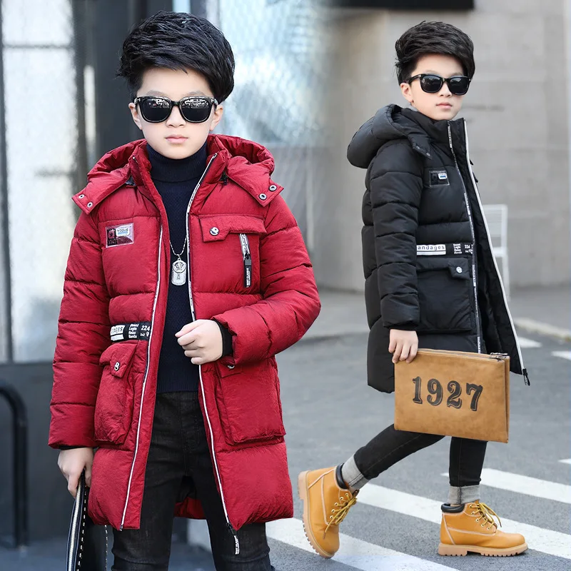 Winter Kids Cotton Padded Coat Boy Windbreaker Casual Long Section Warm Clothing Hooded Boys Jacket And Coat Outwear TZ99 Winter Kids Cotton Padded Coat Boy Windbreaker Casual Long Section Warm Clothing Hooded Boys Jacket And Coat Outwear TZ99