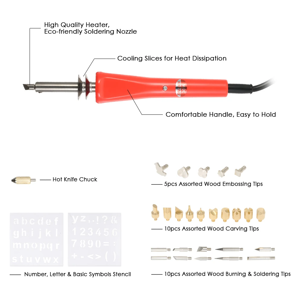 240 В-220 В 30 Вт Электрический паяльник 28 шт. пирография дерево Рабочий инструмент Дерево горение/гравировка/резьба/тиснение паяльники