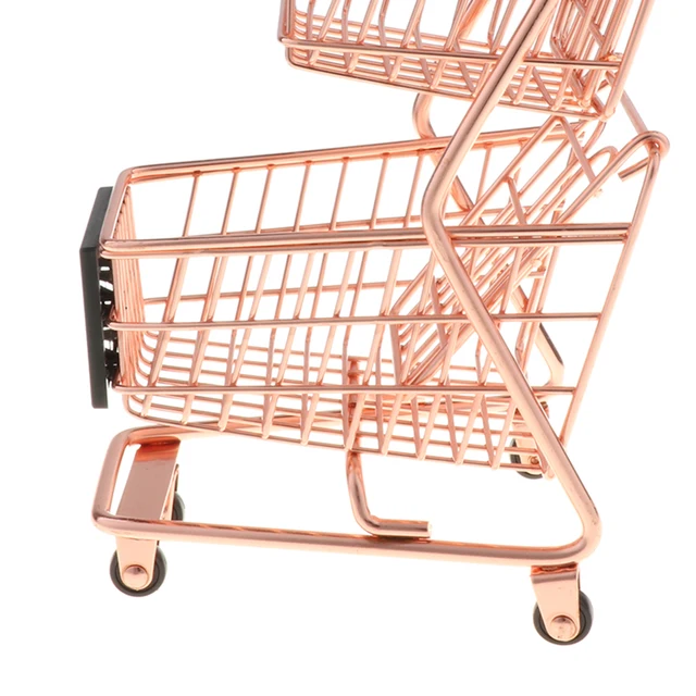 Mini Shopping Cart with Sturdy Metal Frame, Pen/ Pencil/ Cards Holder Desk Storage Toy 4