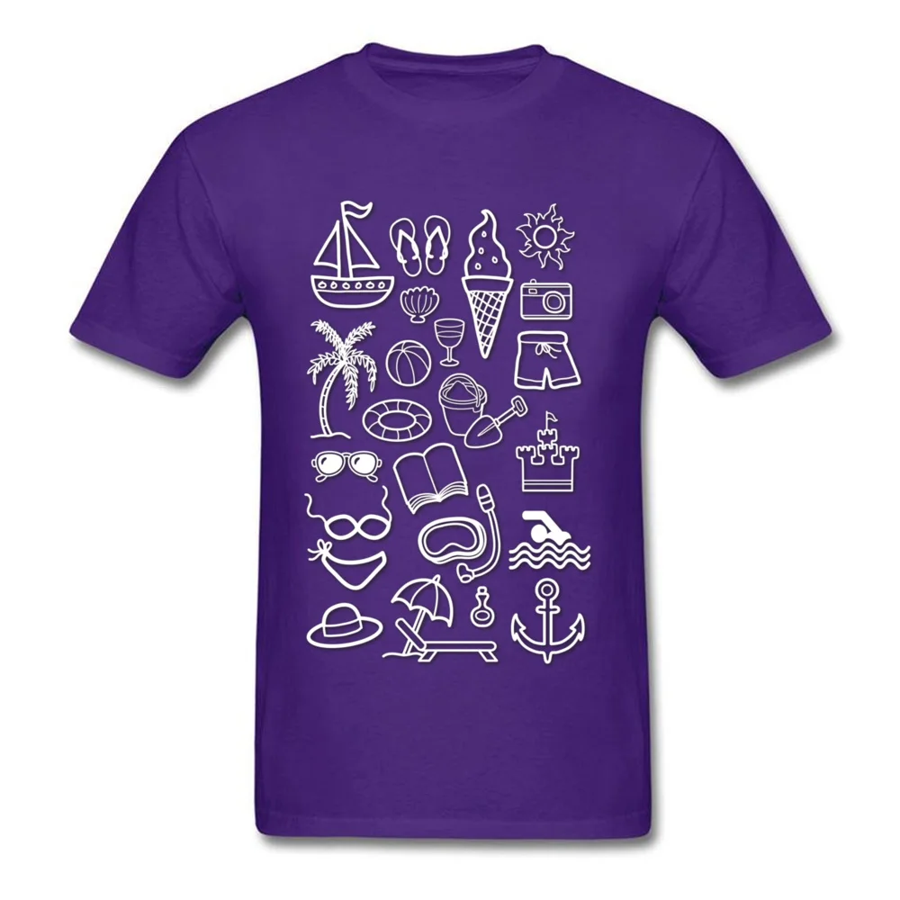 Beach Holiday 100% Cotton Design T Shirt Classic Short Sleeve Man Tshirts Geek Summer T-Shirt Round Collar Free Shipping Beach Holiday purple