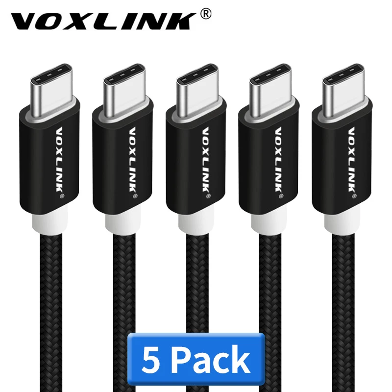 USB кабель type C VOXLINK 5 шт. в упаковке, нейлоновый плетеный кабель для быстрой зарядки для samsung Galaxy для htc 10 Macbook Xiaomi Mi8 A1, зарядный шнур