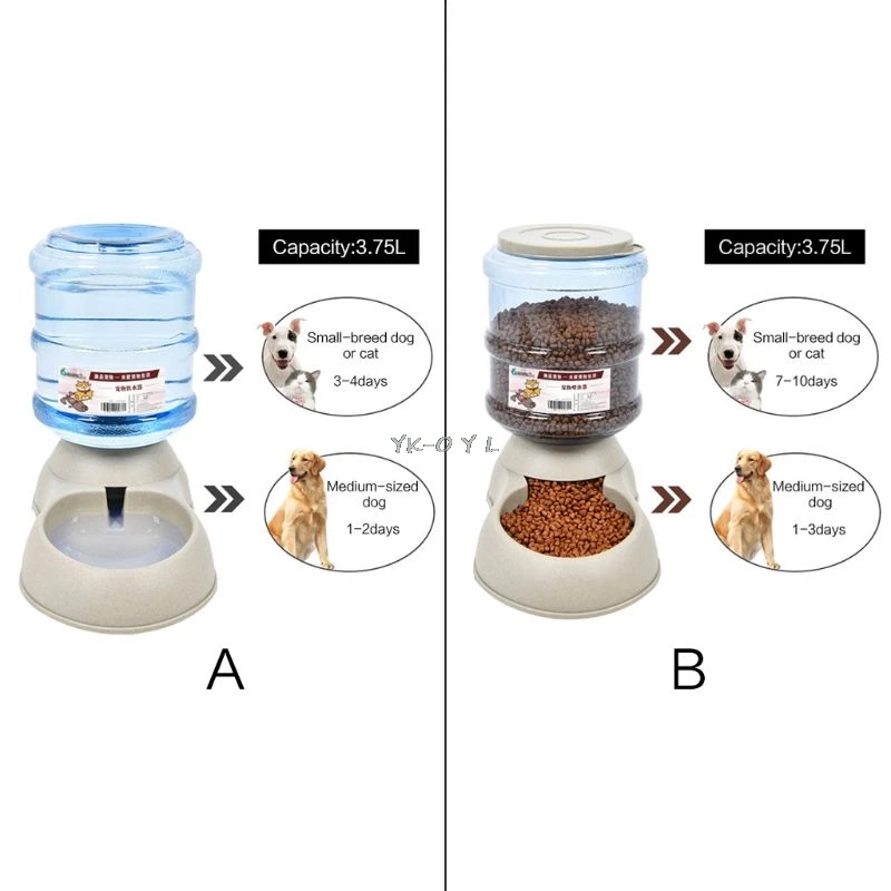 

3.7L Large Capacity Plastic Cat Dog Automatic Feeder Waterer Pet Bowl Dispenser Self-Dispensing Gravity
