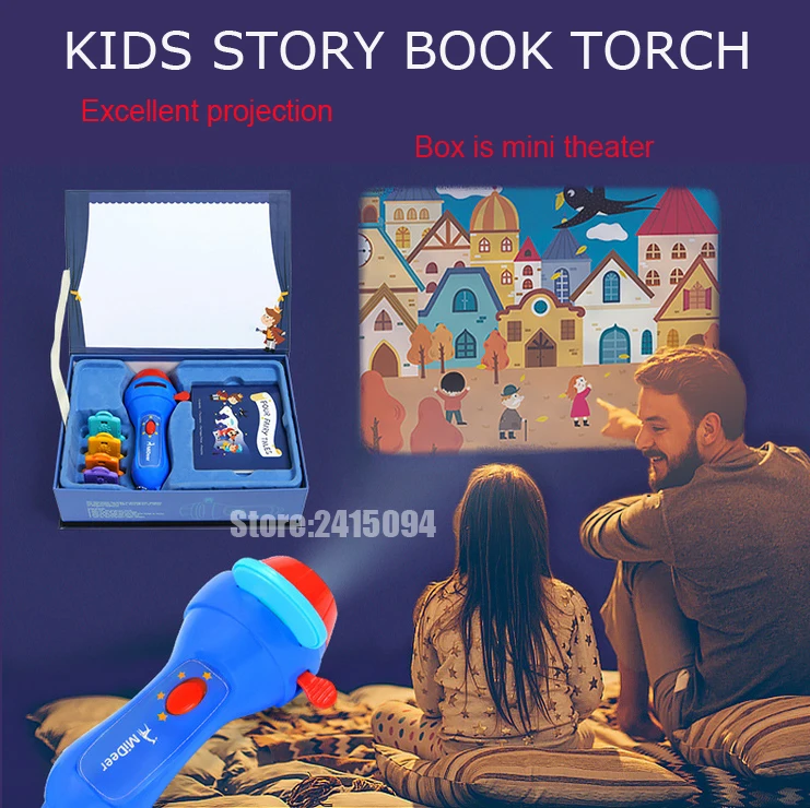 

New Mini Projector Educational Light-up Toys Kids Flashlight Story Book Sleep Light Projection Lamp Led Fairy Tale Perform Set E