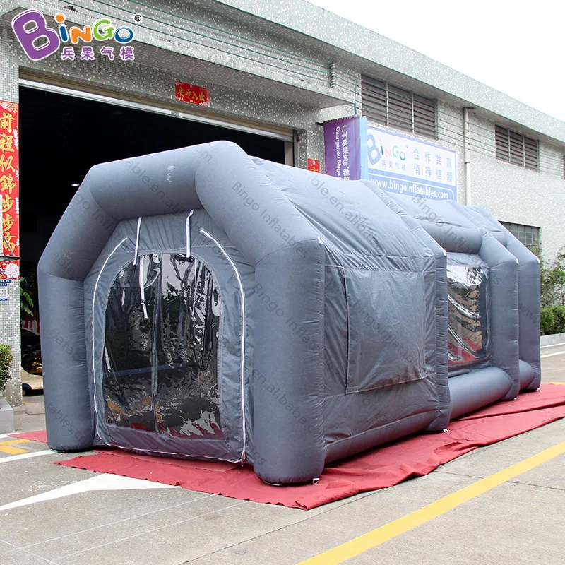  6*3*2.5mH inflatable spray paint booth gray color air blown paint tent -toy tent