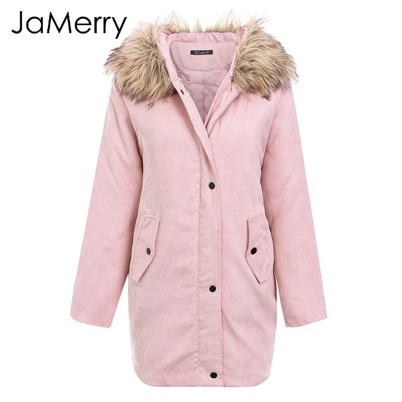 Jamerry искусственного меха с капюшоном Вельветовая куртка пальто женские теплые