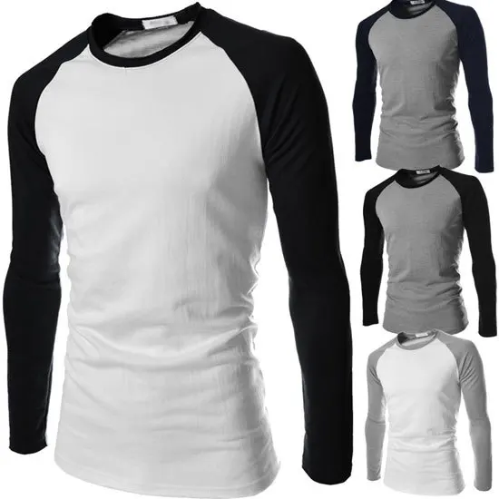 

2014 New Brand Color Block Mens T Shirt Slim Casual Long-sleeve O-neck Tees Men's Shirt Fashion Shirt Hot Sales Free Shipping