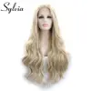 Perruque Lace Front Wig synthétique sans colle – Sylvia, perruque naturelle ondulée de couleur mixte Blonde en Fiber résistante à la chaleur ► Photo 1/6