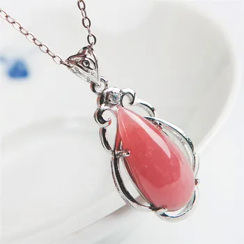 

Genuine Red Natural Rhodochrosite Gemstone Crystal Pendant For Women Lady Necklace Charms Water Drop Pendant 16*10*6mm