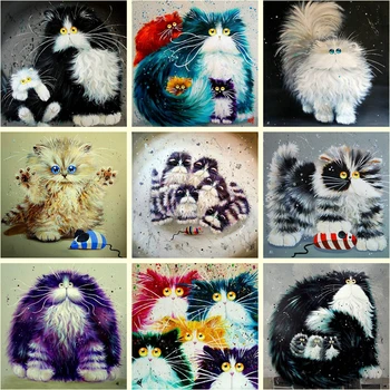 

5d DIY Diamond Painting Big Eyed Funny Cats of the artist picture Cross Stitch full diamond mosaic rhinestone 3D embroidery Gift