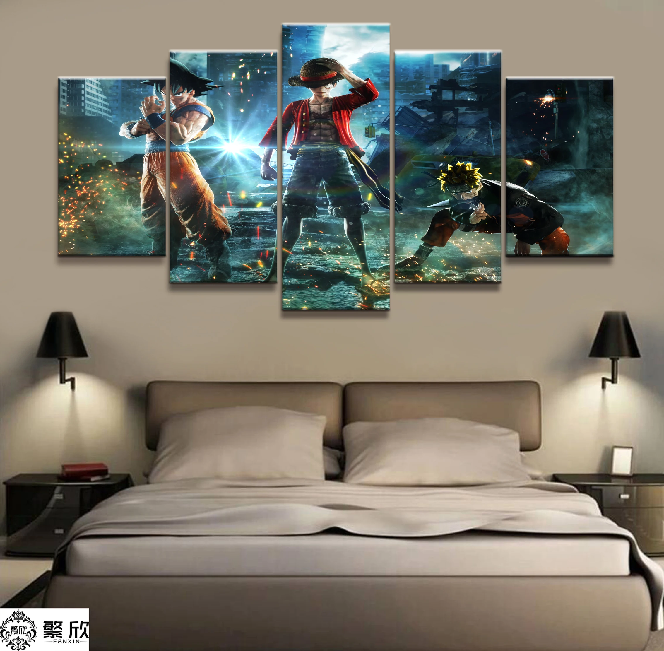 

Home Decor Modular Canvas Picture 5 Piece Naruto One Piece Dragon Ball Painting Poster Wall For Home Canvas Painting Wholesale