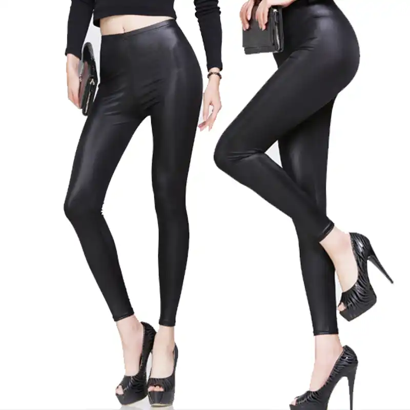 2016 New Fashion Women Nylon Leggings High Waist Stretch Skinny Shiny