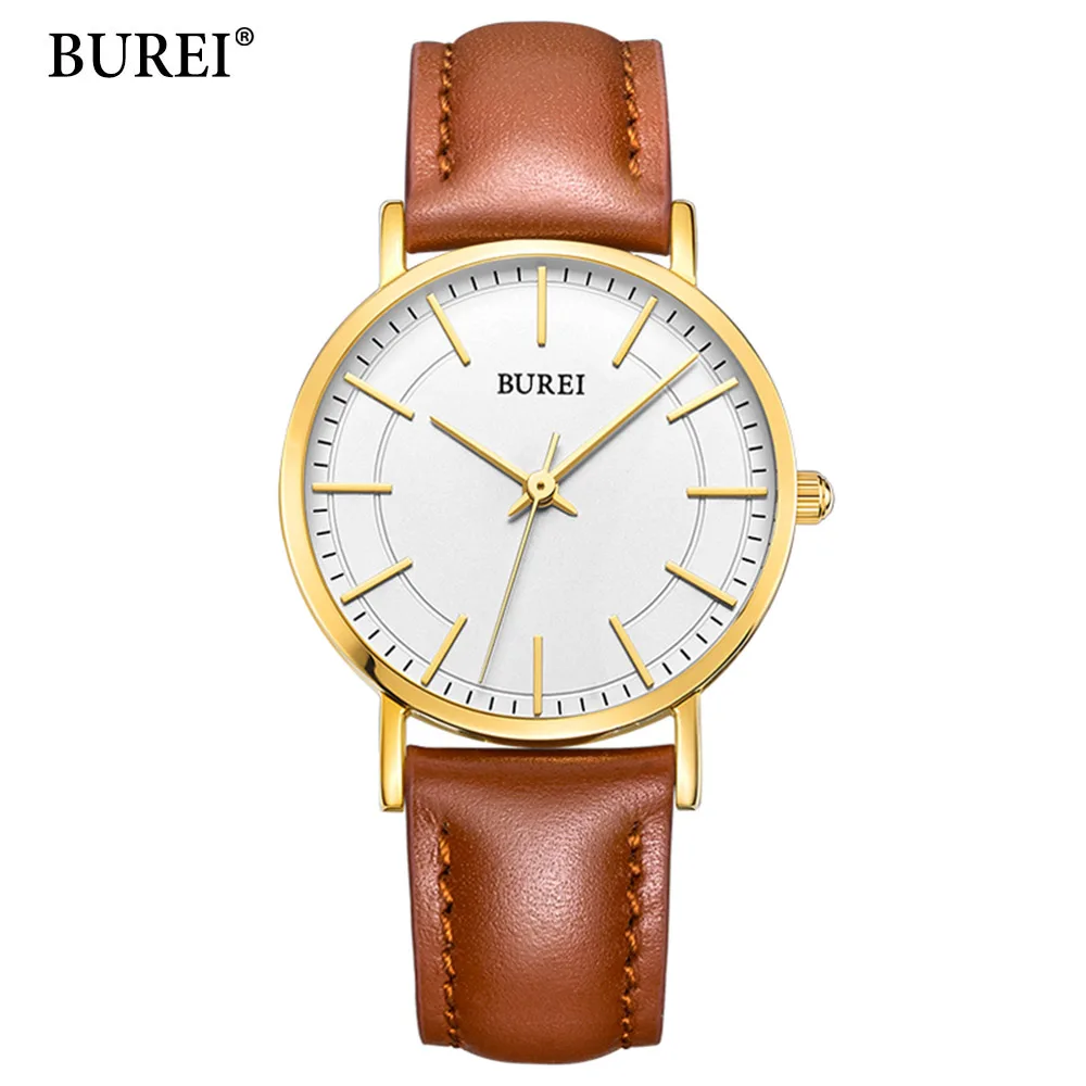 

BUREI Luxury Designer Brand Quartz Watch Women Leather Casual Ladies Simple Wrist watch Girl Clock Female Creative Gift relogio