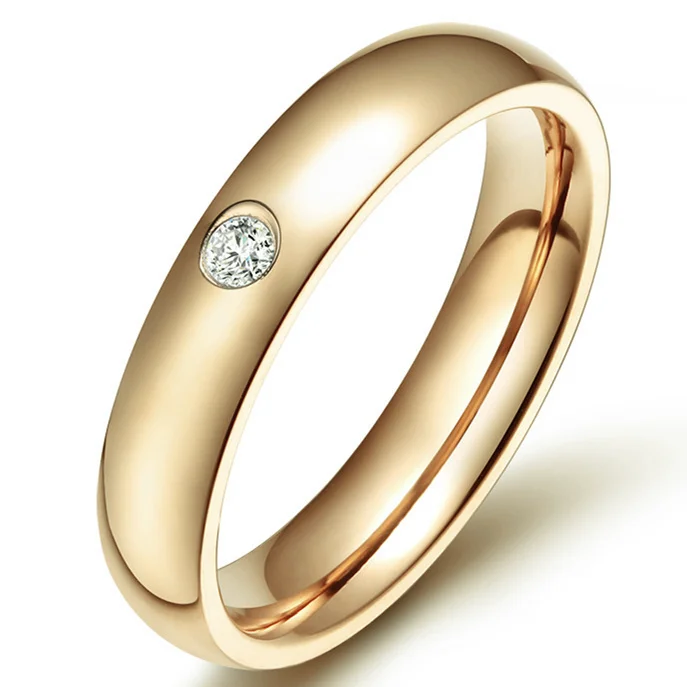 Stainless Steel Zircon Rings 4mm for Men and Women Engagement Wedding
