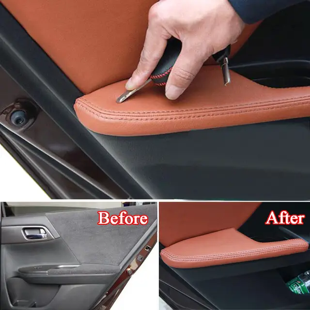 Auto Door Armrest Panel Cover Trim PU Leather Anticollision Guard