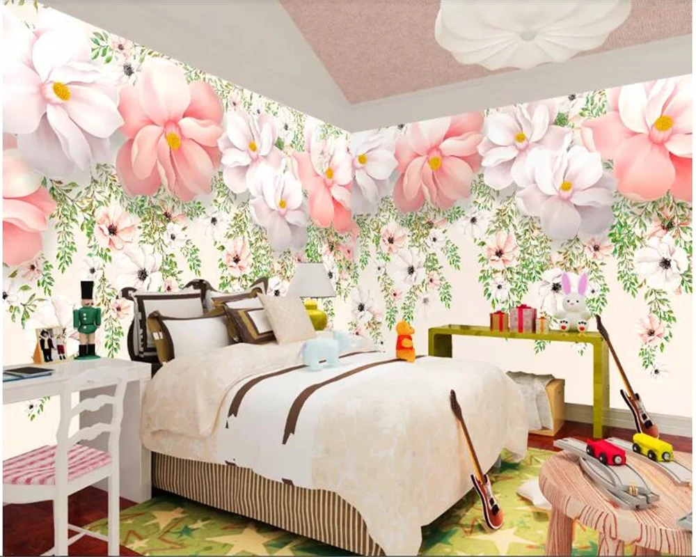 Beibehang Papel De Parede Stereo Fiore Dipinto A Mano Acquerello Fiore Della Vite 3D Sfondo Carta Da Parati Hudas Bellezza Papier Peint