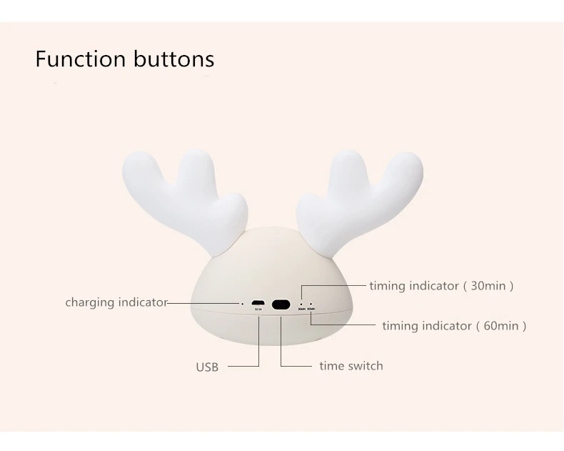 Креативный светодиодный ночник с оленем, силиконовый ночник для зарядки, подарок на день рождения