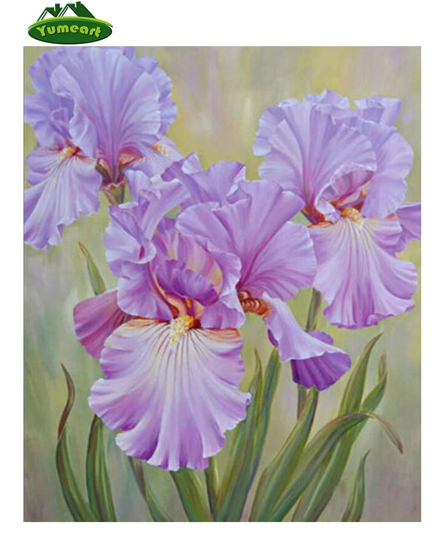 Needlework Iris Flower Pattern 50x40 3D Diamond Embroidery Diy Painting Square Drill Rhinestone Paste Mosaic 5d | Дом и сад