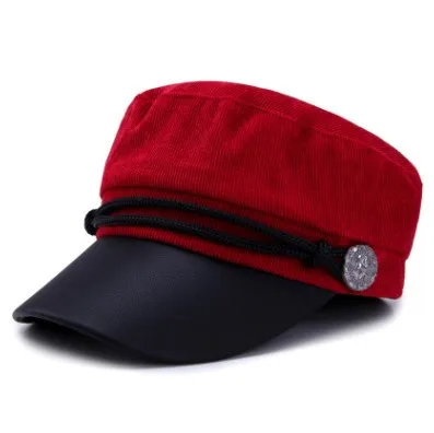 SILOQIN вельветовые Ретро армейские военные шапки элегантные женские шляпы Модные Винтажные плоские кепки стиль женские Snapback кепки s для женщин - Цвет: red
