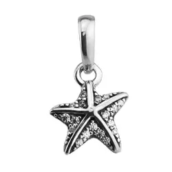 Подходит для Pandora Браслеты тропический Starfish Подвески с четкими CZ 100% 925 пробы-серебро-бусинами Бесплатная доставка