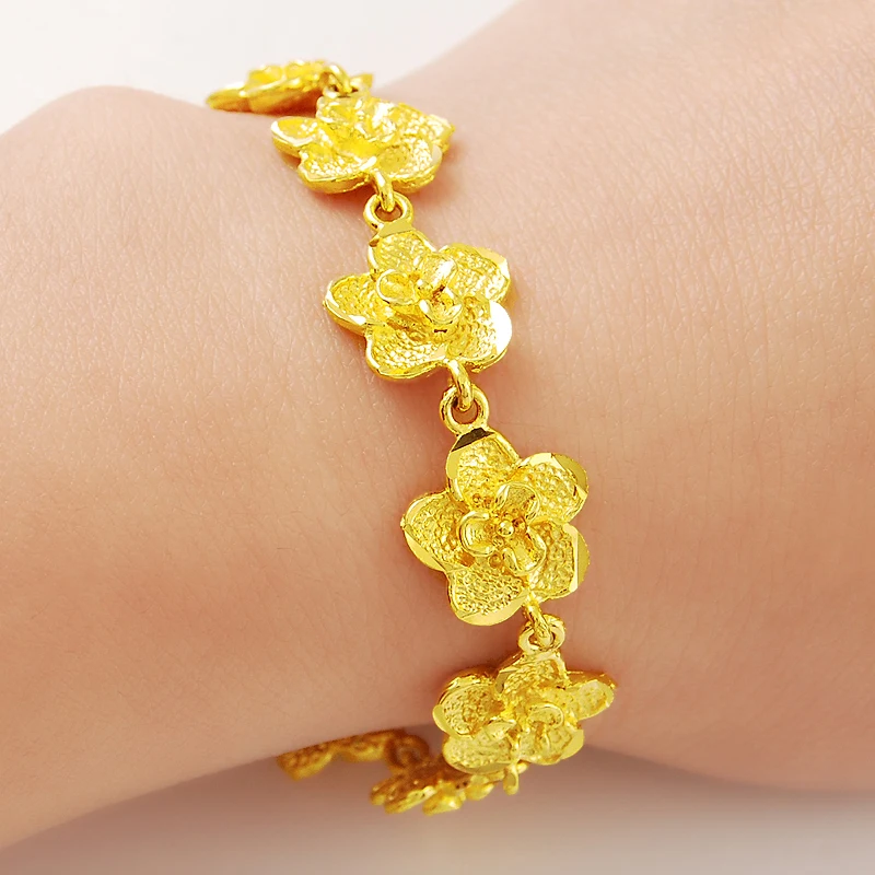 

Fashion popular stars 24k gold plated bracelet with simple fashion reveals female charm link chain free shipping
