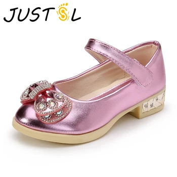 

2018 spring new girls high heel solid party shoes children princess non-slip shoes kids fashion bow dance shoes