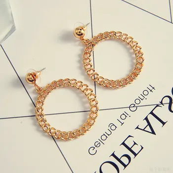 

Out Diameter 3.8cm Free Shipping Big Earring Hip Hop Simple Chain Gold Earrings Earrings For Women Jewelry