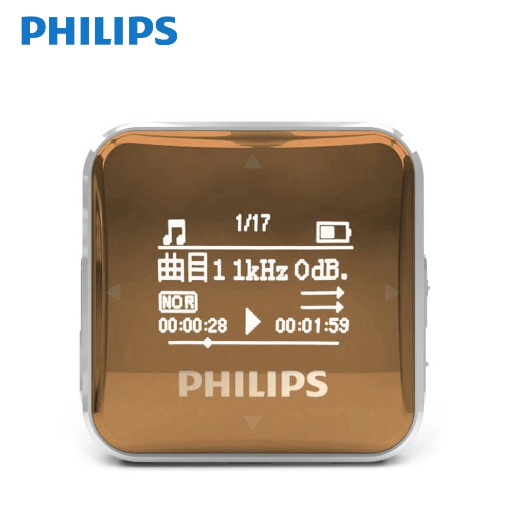 Оригинальный MP3 плеер Philips 8 ГБ музыкальный с FM радио спортивный зажим портативный
