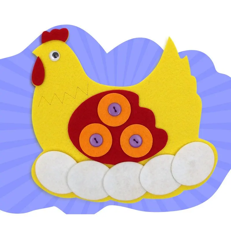 

Early Education Felt Button Hen For Kindergarten Teach Toys Kids Learn to Do Up The Buttons Felt Cloth Craft 19x22cm