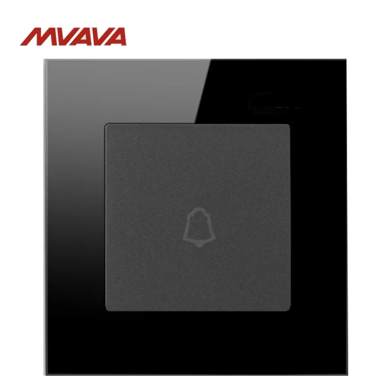 

MVAVA Door Bell Hotel/Home Jingle Push Bottom UK/EU Standard Switch Luxury Crystal Black Panel AC110V-250V Free Shipping
