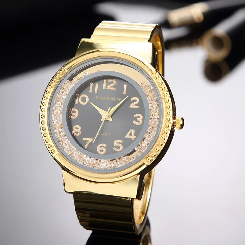 Relojes Mujer, женские часы-браслет, кварцевые наручные часы, горный хрусталь, кристалл, мода, розовое золото, на каждый день, для девушек, ювелирный браслет, часы