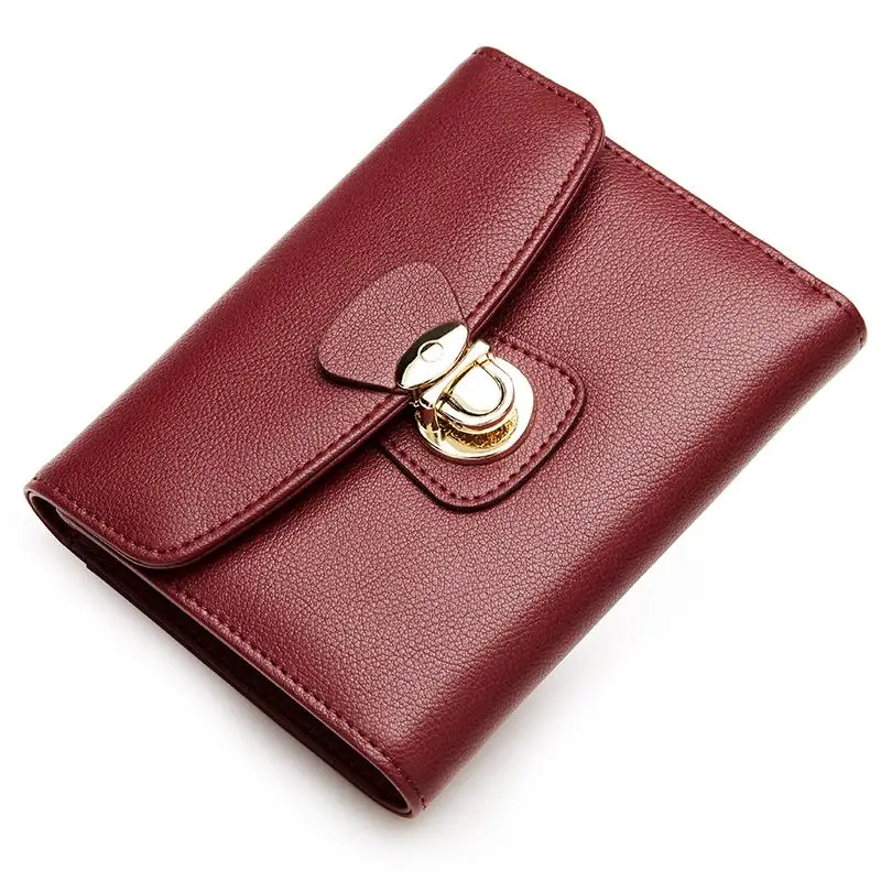 

Leather Women Short Wallets Ladies Fashion Small Genuine Female Purse Creditcard Holder Clutch Bag Card Holder Multi Slots