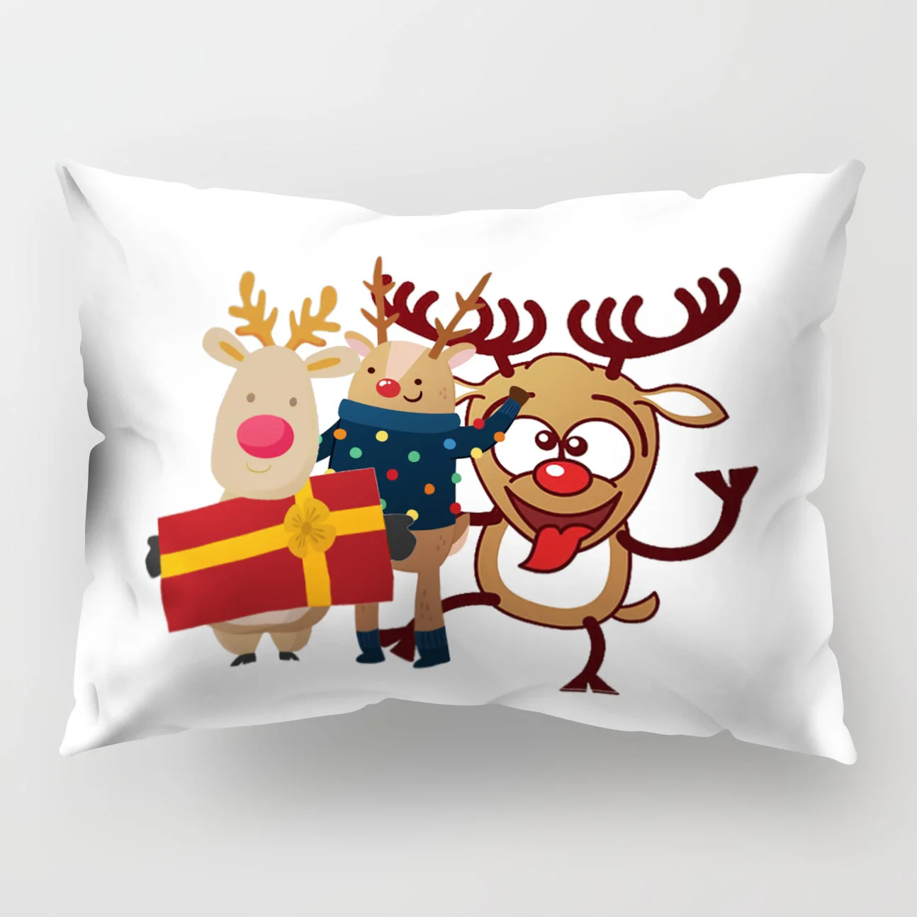 Nordic style Christmas Elk pattern polyester printed pillow cover Home cushion cover rectangular 50x30cm chair lumbar pillowcase