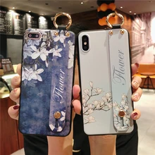 

Magnolia Flower Pattern Hand Holder Stand Soft TPU Back Cover For iPhone 6 6s Plus X XR Xs Max 7 8 Plus Phone Cases Coque Fundas