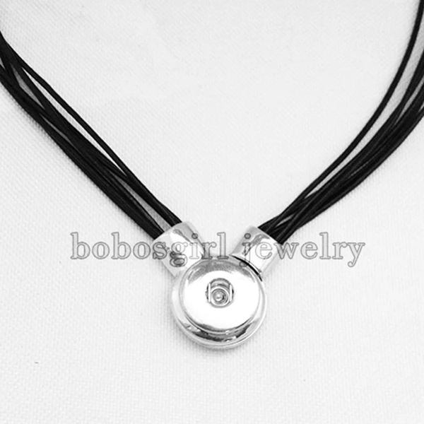 wholesale 2017 snap button jewelry Newest Genuine leather pendant Necklace NC6777 (fit