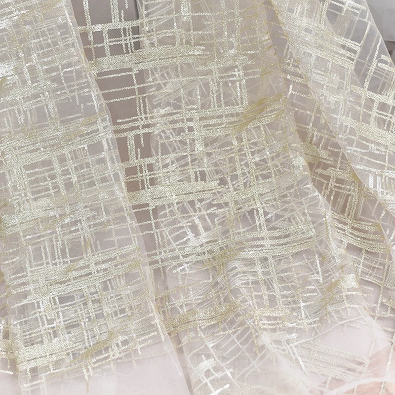 50 см X 150 см вышитая в полоску блестящая Тюль Ткань для вуали свадебное платье юбка-пачка DIY праздничная одежда сетчатая ткань