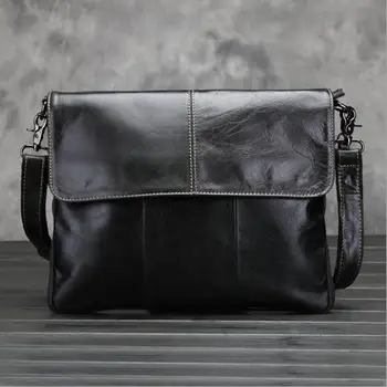 

100% Genuine Leather Men bags Fashion Brand Designer Handbags Shoulder Vintage Retro Cow Bags Men Messenger Bags Briefcase