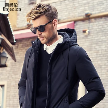 

Enjeolon Brand winter Cotton Padded hoody Jacket Men thick hoodies Parka coat male Quilted winter jacket Coat 3XL MF0062