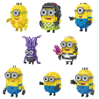 

Funny minion mini block Stewart Jack tim bob maid dress devil educational assemblage diy toys for kids gifts 8pcs/lot