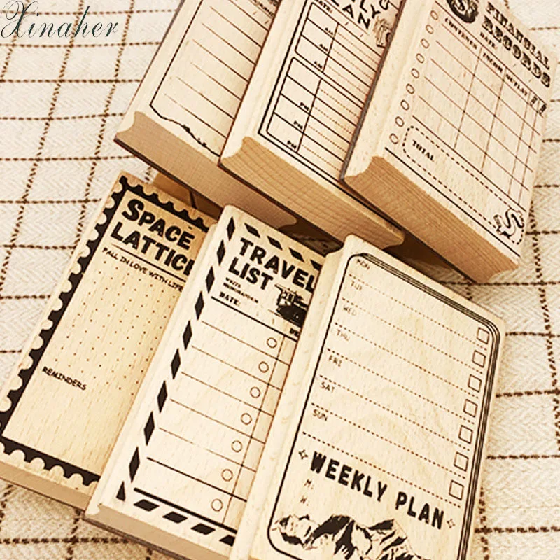 

Vintage record memo List time Planner stamp DIY wooden rubber stamps for scrapbooking stationery scrapbooking standard stamp