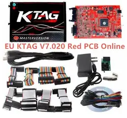 Онлайн-Версия Ktag V7.020 EU K-tag V2.25 прошивка красный pcb ECU программист 7,020 без жетонов нужно с GPT кабелем