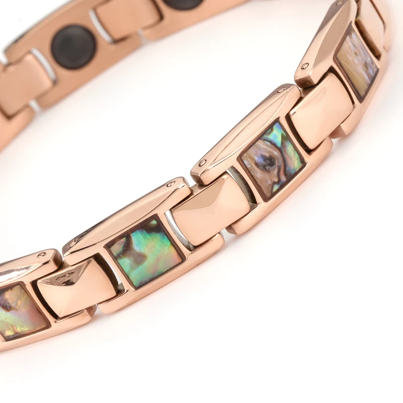 Balance Energy Magnetic jewelry Bangles Natural shell rose gold color Bio Health Care Therapy Bracelets for women (3)